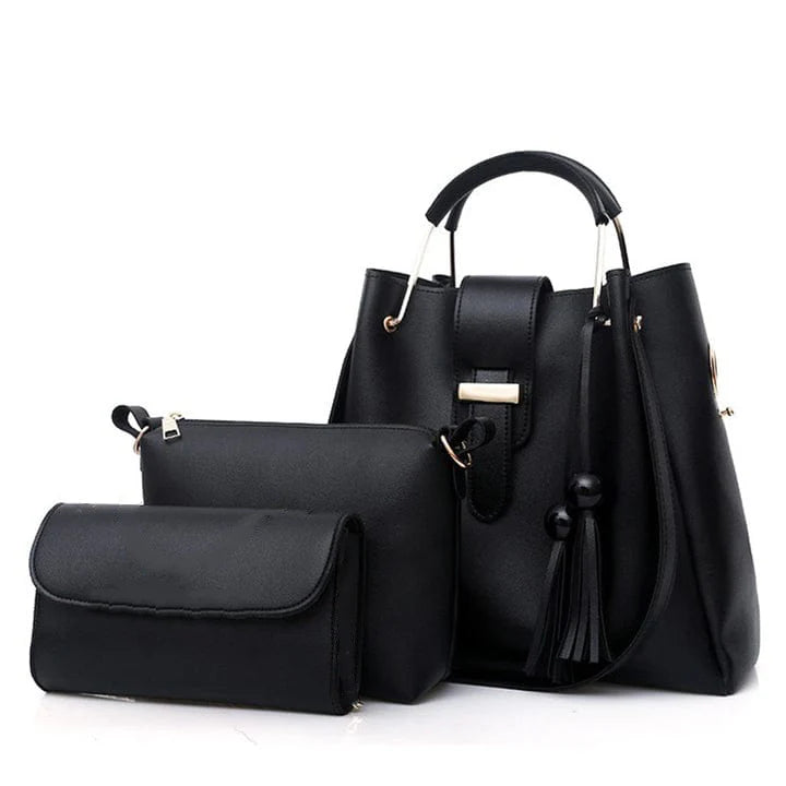 Women's Stylish 3pc Hand Bag - Black Color